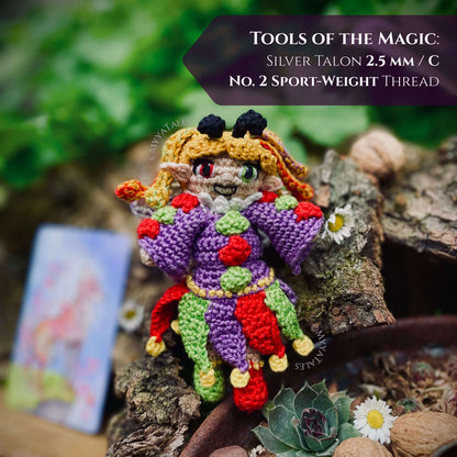 Small Amigurumi materials guide, 2.5 mm Silver Talon hook and sport-weight thread for crochet fairies.