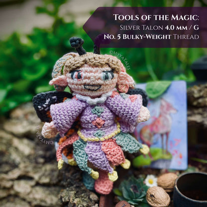 Large fairy Amigurumi version, 4.0 mm crochet hook and bulky-weight yarn variant comparison.