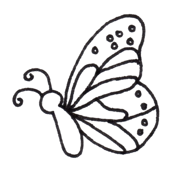 Line art icon of a butterfly for the Tarot Fairies collection page of MyyaTales.